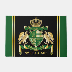 Paillasson Faites votre propre blason Green Gold Eagle Emblem