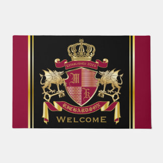 Paillasson Faites votre propre blason Rouge Gold Dragon Emble