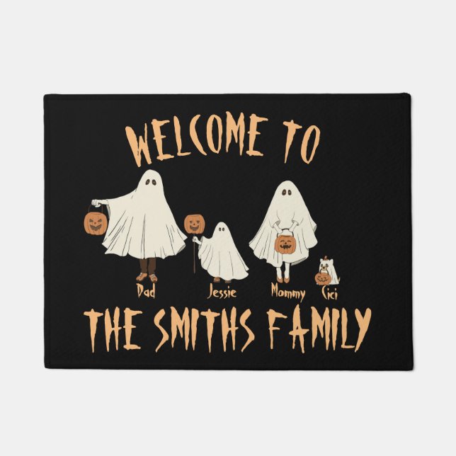 Paillasson Famille de fantômes éffrayants d'Halloween (Devant)