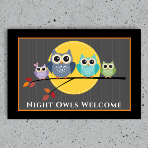 Paillasson Famille de hiboux effrayants Halloween