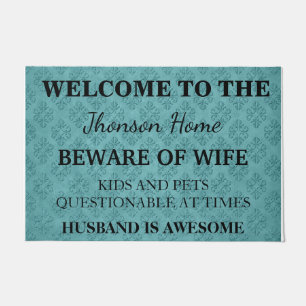 Paillasson Famille Funny moderne Nom de famille Bienvenue Per