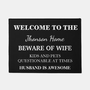 Paillasson Famille Funny moderne Nom de famille Bienvenue Per