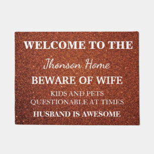 Paillasson Famille Funny moderne Nom de famille Bienvenue Per