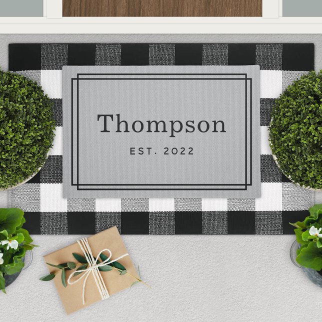 Paillasson Famille Gray clair personnalisé Nom Monogramme (Créateur téléchargé)