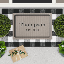 Paillasson Famille Taupe Grey Personnalisée Nom Monogramme