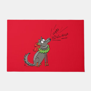 Paillasson Fantaisie Loup Noël Joyeux Howlidays Holiday