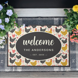 Paillasson Farmhouse Chicken Motif Nom de famille