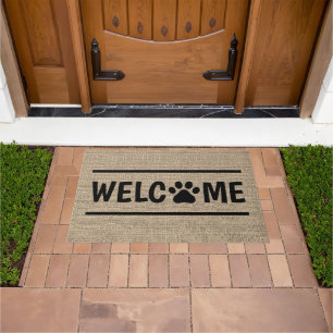 Paillasson Faux Jute Vintage Design tendance Welcome Paw
