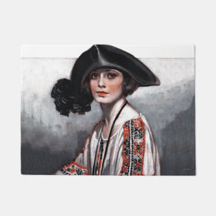 Paillasson Femme dans le chemisier brodé