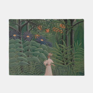 Paillasson Femme marchant dans une forêt exotique, Henri Rous