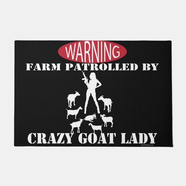 Paillasson Ferme d'avertissement noir patrouillée par Crazy G (Devant)