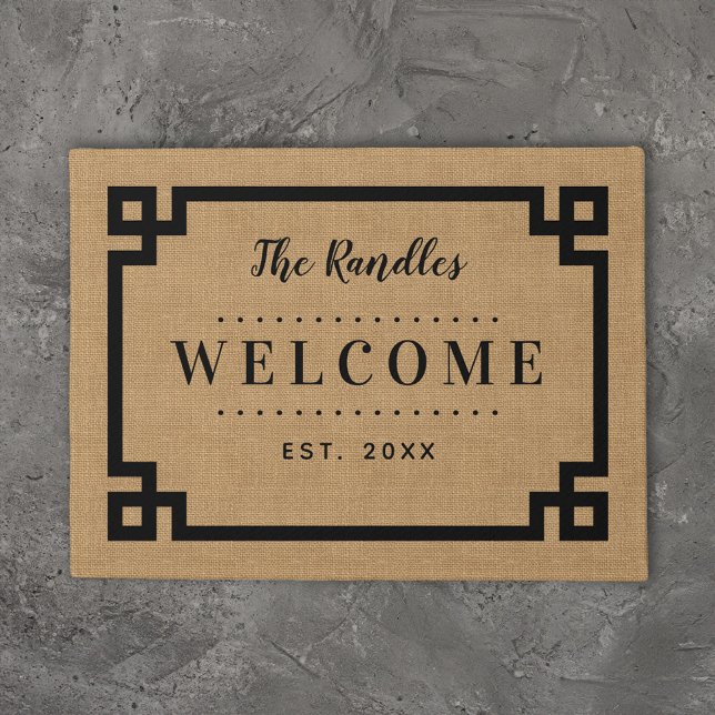 Paillasson Ferme Grec Clé Famille Monogramme mat (Créateur téléchargé)