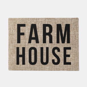 Paillasson Ferme lettrage noir toile de jute rustique
