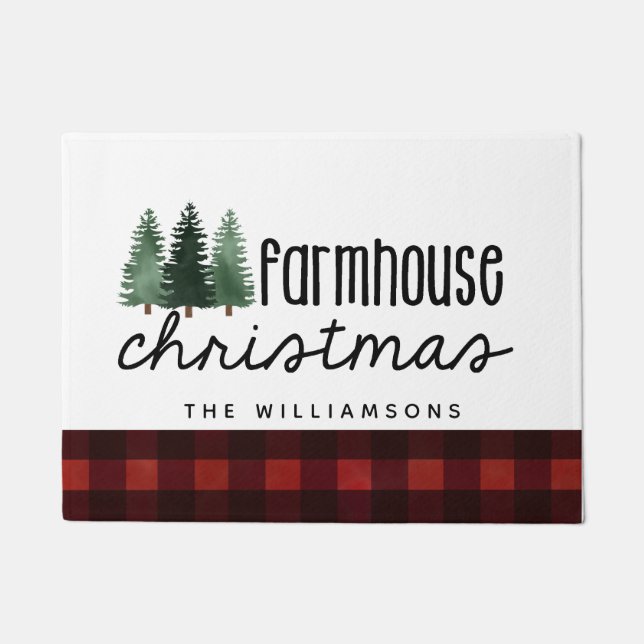 Paillasson Ferme Noël Pays Plaid Nom de famille Bois (Devant)