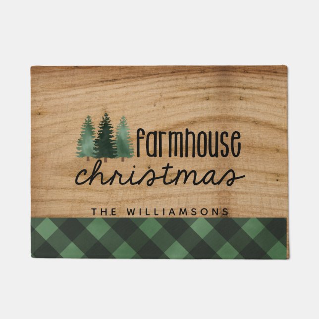 Paillasson Ferme Noël Pays Plaid Nom de famille Bois (Devant)