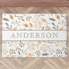 Paillasson Festive Automne Aquarelle Foliage Nom de famille