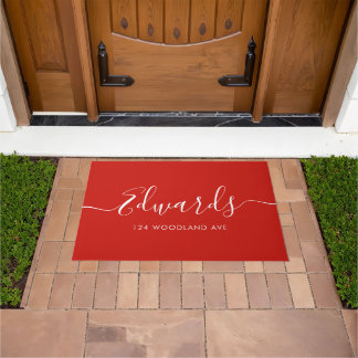 Paillasson Festive Rouge moderne Script Porte personnalisée