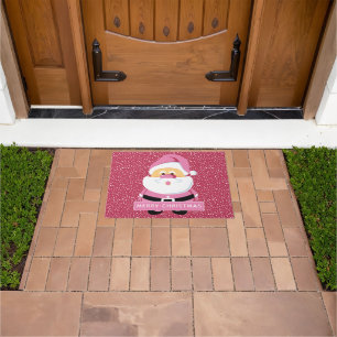 Paillasson Fête de Noël du Père Noël rose doux