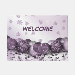 Paillasson Fête de Noël Pink Purple Orament Snowflakes