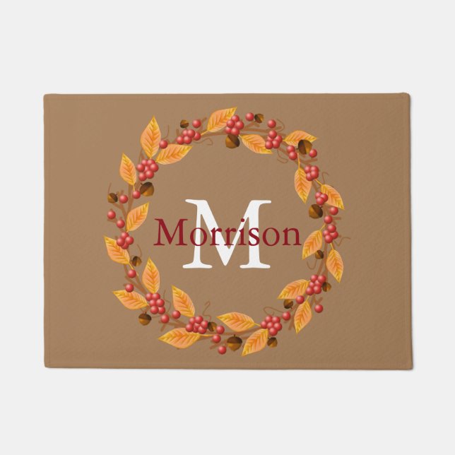 Paillasson Feu de récolte Monogramme personnalisé Porte Mat (Devant)