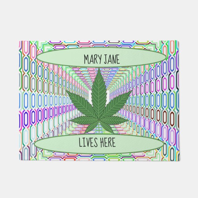 Paillasson Feuille de mauvaises herbes Mary Jane vit ici mat  (Devant)