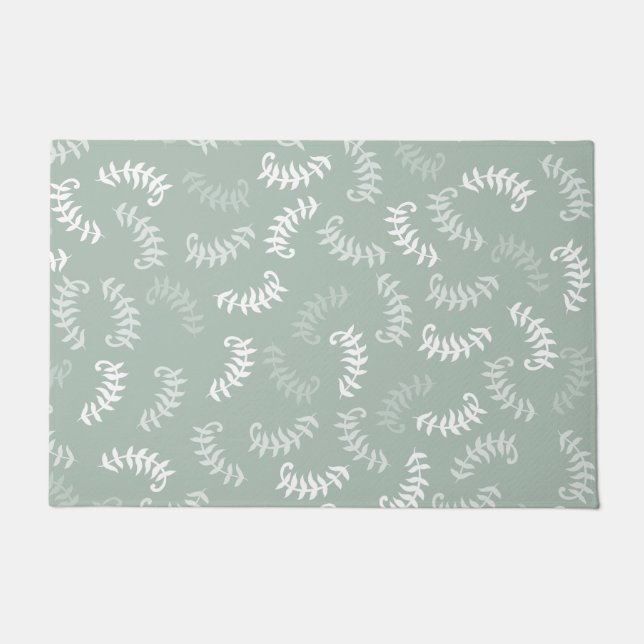 Paillasson Feuilles botaniques verts turquoises (Devant)