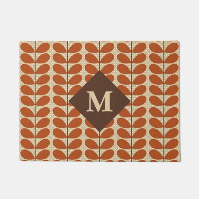 Paillasson Feuilles danois avec Monogramme, Rouille Brown et  (Devant)