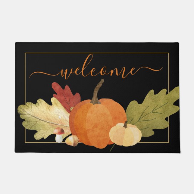 Paillasson Feuilles de chêne et Citrouille BIENVENUE (Devant)