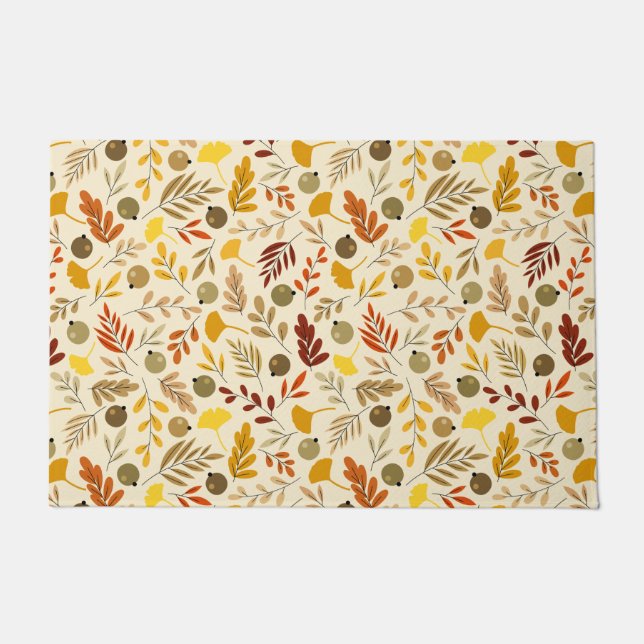 Paillasson Feuilles de Fall Ginkgo et Motif d'olive (Devant)