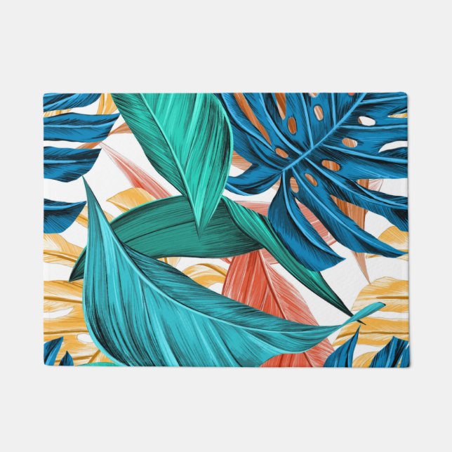 Paillasson Feuilles de palmiers exotiques tropicaux (Devant)