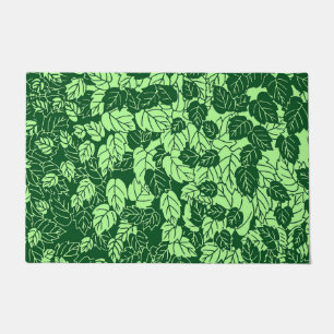 Paillasson Feuilles japonaises imprimées, émeraude et vert 