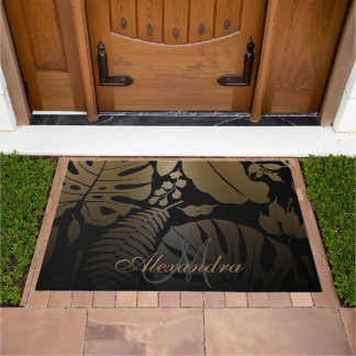 Paillasson Feuilles tropicaux Noir et Or