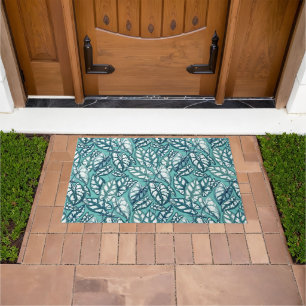Paillasson Feuilles tropicaux Turquoises bleus