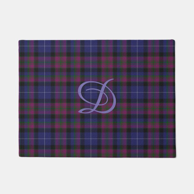 Paillasson Fierté décorée d'un monogramme de plaid de (Devant)