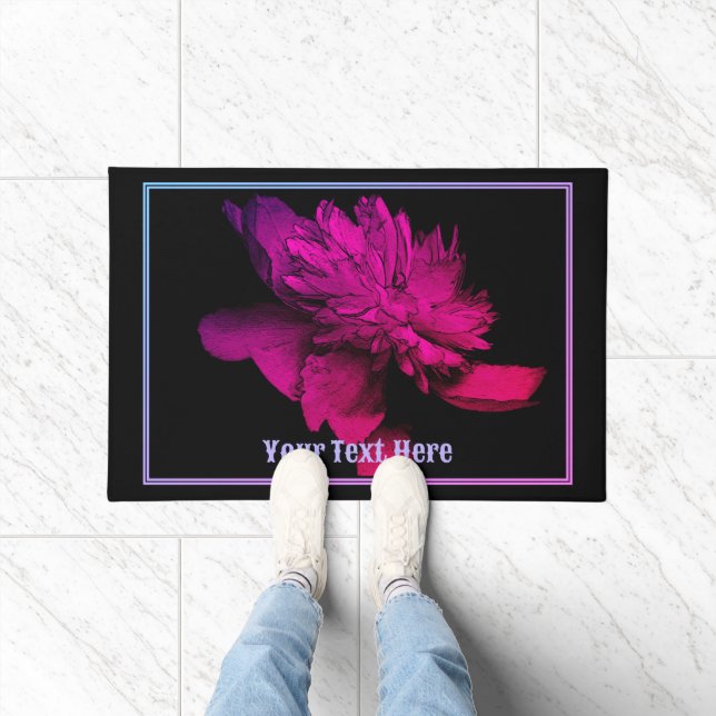 Paillasson Fiery Peony Flower Personnalisé (Intérieur)