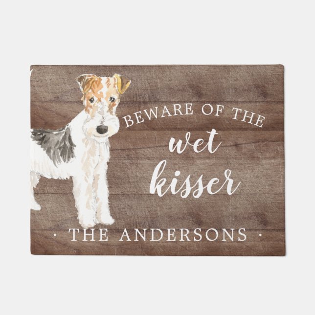 Paillasson Fil Haired Fox Terrier.Chien Porte personnalisée M (Devant)