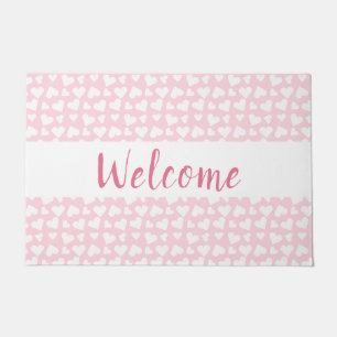 Paillasson Fille Coeur Motif rose blanc