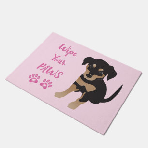 Paillasson Fille essuyer tes pattes rose chiot mignon