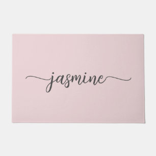 Paillasson Fille Simple Blush rose Personnalisé Nom Monogramm
