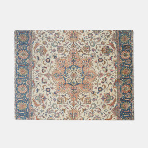 Paillasson Fin Persia Tabriz Bleu rouille Orange