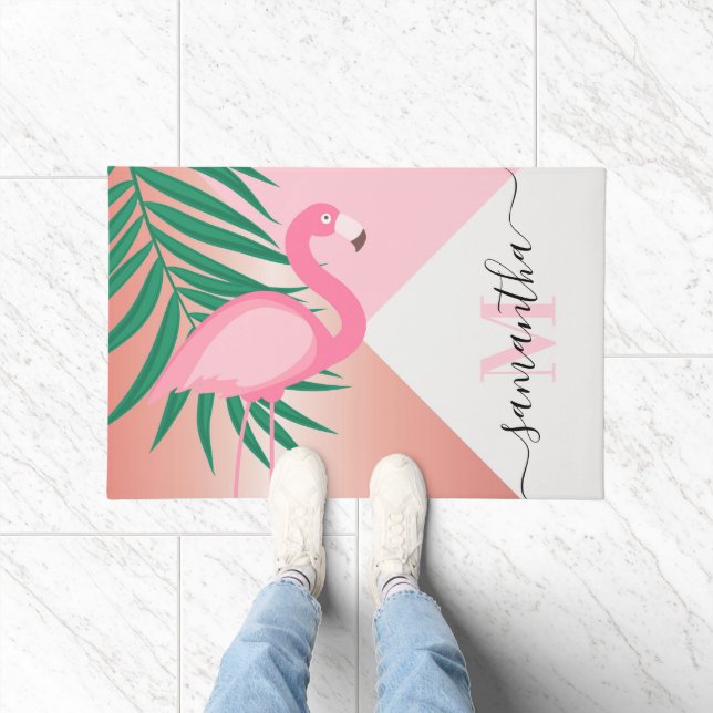 Paillasson Flamant rose rose tropical (Intérieur)