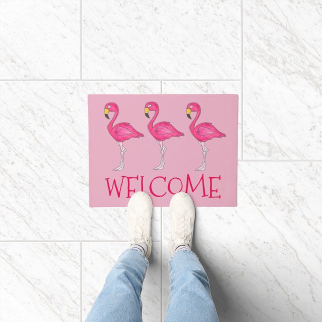 Paillasson Flamant rose rose tropical Flamants roses Bird Bea (Intérieur)
