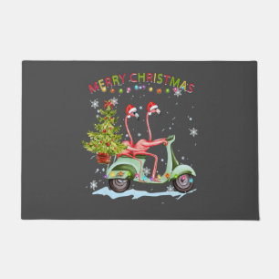 Paillasson Flamant rose Santa Hat Noël Light Motobike Noël