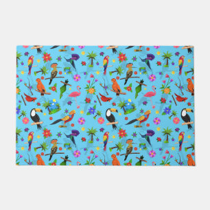 Paillasson Flamant rose Toucan Et Arara Motif Oiseaux Sans Me