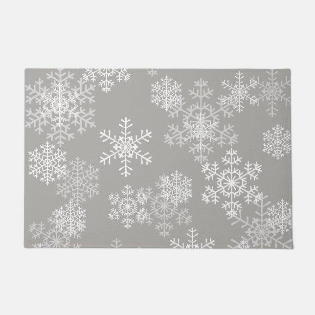 Paillasson Flammes de neige de Noël mat gris (Devant)