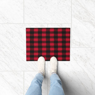 Paillasson Flannel Buffalo Plaid Rouge lombard texture
