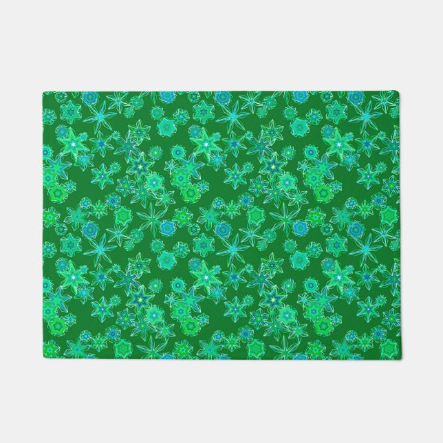 Paillasson Flèche de neige géométrique moderne, vert émeraude (Devant)