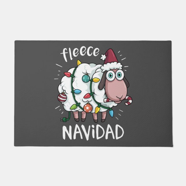 Paillasson Fleece Feliz Navidad Funny Cute Sheep Noël (Devant)