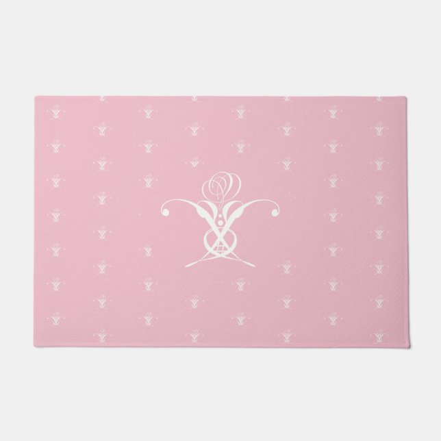 Paillasson Fleur blanche Pastel rose Pâques (Devant)
