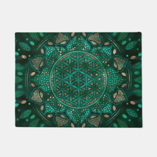 Paillasson Fleur de la vie Point Art malachite or